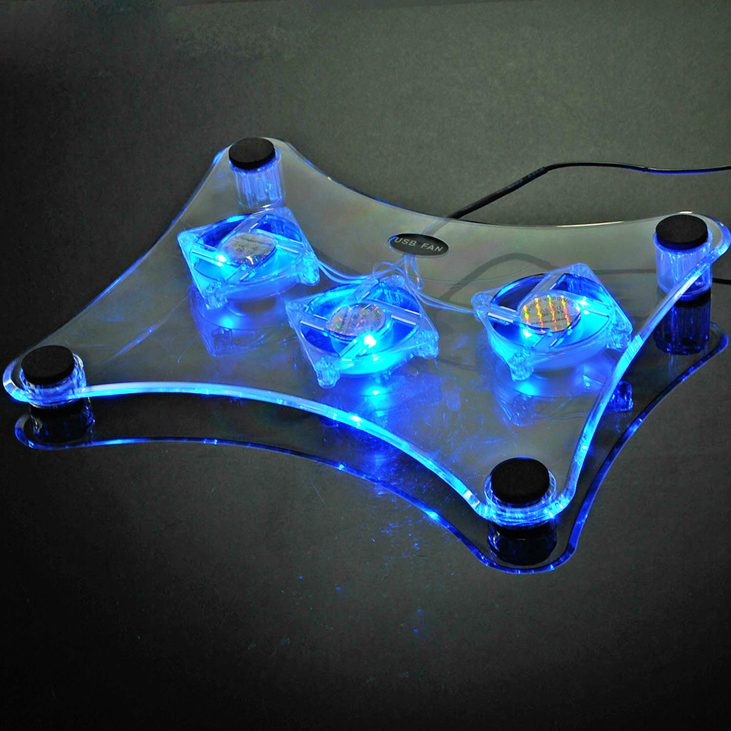 Fosmon usb cooling game pad 3 fan blue led for ps4 ps3 xbox wii u pc laptop machine